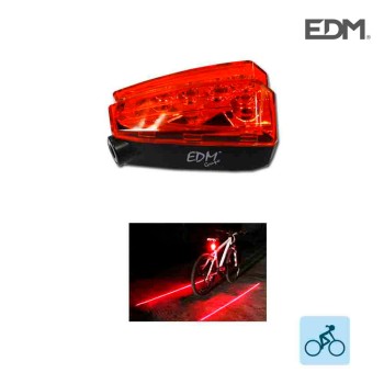 Lanterna bicicleta traseira com 5 leds e 2 lasers edm