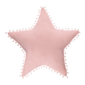 Almofada infantil rosa com pompons modelo estrela