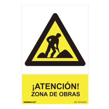 Sinal perigo "zona de obras" (pvc 0.7mm) 30x40cm