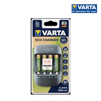 Carregador varta eco charger para pilhas aa e aaa com pilhas aaa