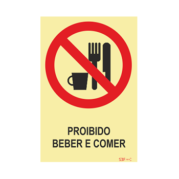 Sinal proibido beber e comer
