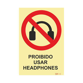Sinal proibido usar headphones