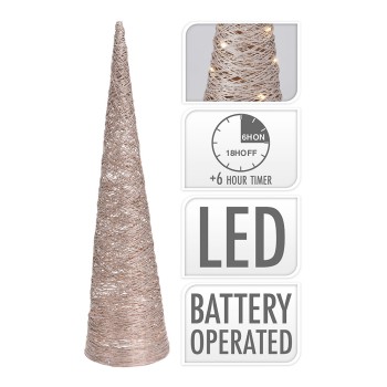 Arvore de rattan em forma de cono 40 leds 80cm dorado
