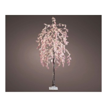 Árvore salgueiro-chorão micro led flor rosa exterior 210cm 600 leds