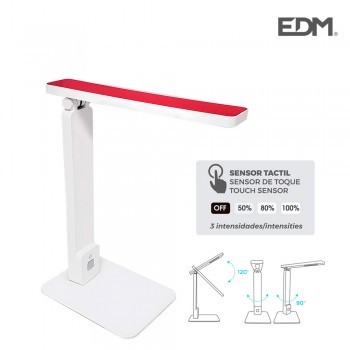 Candeeiro de mesa led modelo "roma" cor branco/vermelho interruptor/regulador de toque 220/240v edm