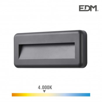 Aplique led 6w 150 lumens 4.000k luz dia ip65 retângular edm