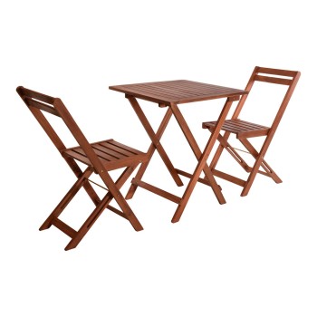 Conjunto mesa e cadeiras de acácia. dobrável. cor: cadeiras naturais: 40x40x80cm mesa: 60x60x72cm