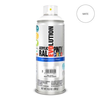 Tinta em spray pintyplus evolution water-based 520cc ral 9010 branco puro mate