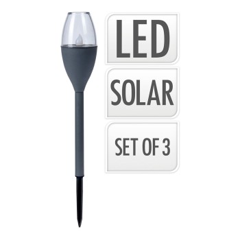 Kit 3 estacas solares cor cinzento