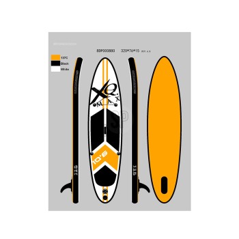 Tábua paddle surf laranja insuflável com remo, com bomba de ar e bolsa 320x76x15cm