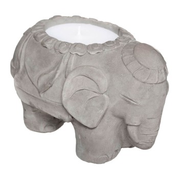 Vela decorativa com citronela. recipiente de cimento. modelo elefante 180g 10x16,5x11cm