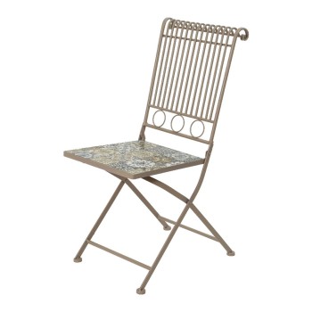 Cadeira metálica/mosaico cor: castanho 45x38x90cm modelo bistro para exterior