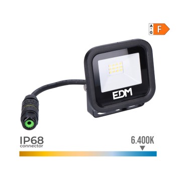 Projector de led 10w 800lm 6400k luz fria black series 9,2x8,1x2,7cm edm