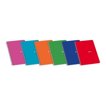 Caderno quadriculado capa normal enri espiral din a5 cores sortidas