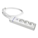 Bloco 3 tomadas t/tl + interruptor luminoso. cabo de 1,5m 8013pil solera