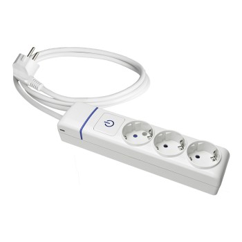 Bloco 3 tomadas t/tl + interruptor luminoso. cabo de 1,5m 8013pil solera