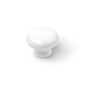Blíster com 4 puxadores redondos para móveis. fabricado em porcelana e acabamento branco. mod. 821 ø35mm. rei