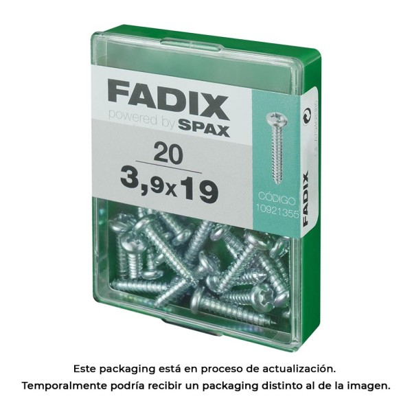 Caixa m 20 unid. parafuso rosca chapa cr zinco 3,9x19mm fadix