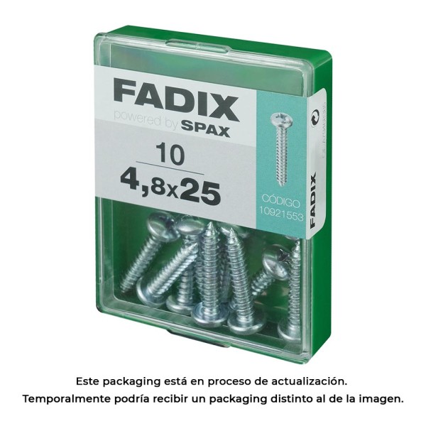 Caixa m 10 unid. parafuso rosca chapa cr zinco 4,8x25mm fadix