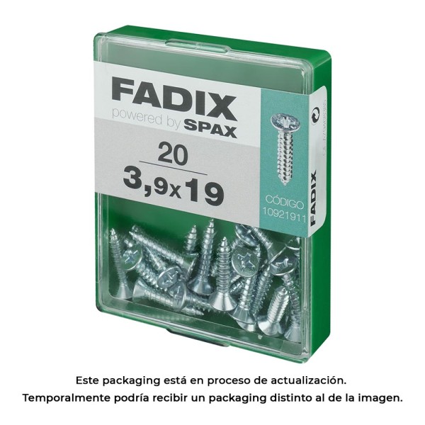 Caixa m 20 unid. parafuso rosca chapa cr zinco 3,9x19mm fadix