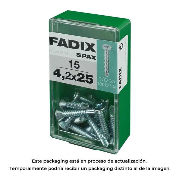 Caixa s 15 unid. parafuso rosca chapa cp autot. zinco 4,2x25mm fadix