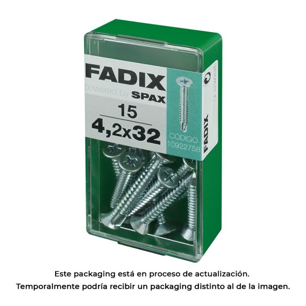 Caixa s 15 unid. parafuso rosca chapa cp autot. zinco 4,2x32mm fadix