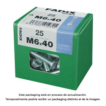 Caixa l 25 unid. parafuso metrico cab hex+porca zinco m 6x40mm fadix
