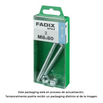 Caixa m 2 unid. parafuso metrico cab hex+porca zinco m 8x80mm fadix