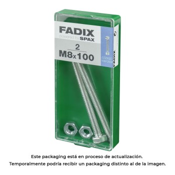 Caixa m 2 unid. parafuso metrico cab hex+porca zinco m 8x100mm fadix