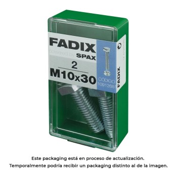 Caixa s 2 unid. parafuso metrico cab hex+porca zinco m 10x30mm fadix