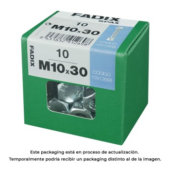 Caixa l 10 unid. parafuso metrico cab hex+porca zinco m 10x30mm fadix