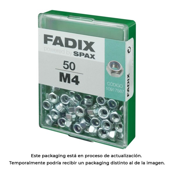 Caixa m 50 unid. porca auto-bloqueio zinco m 4 fadix