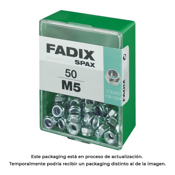 Caixa m 50 unid. porca auto-bloqueio zinco m 5 fadix