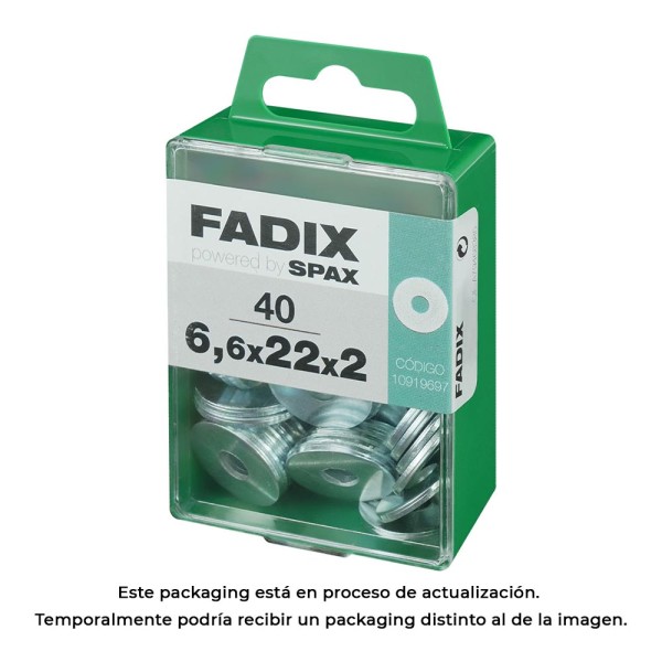 Caixa m 40 unid. anilha larga zinco 6,6x22x2mm fadix