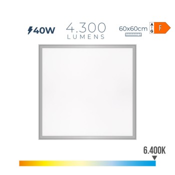 Painel de led 40w 4300lm ra80 60x60cm 6400k luz fria edm