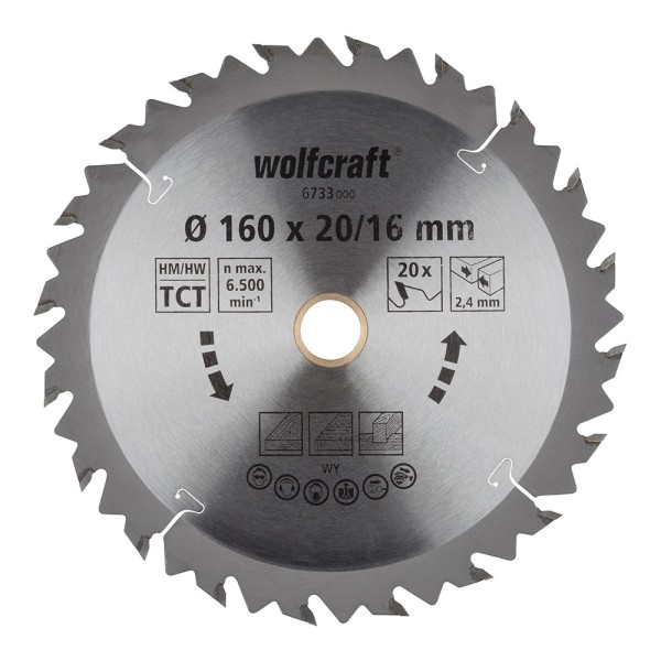 Disco de serra circular ct, 20 dentes ø160mm 6733000 wolfcraft