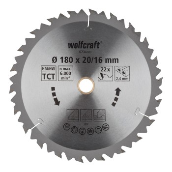 Disco de serra circular portátil ct, 22 dentes ø180mm 6734000 wolfcraft