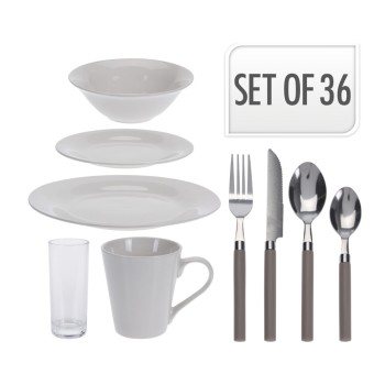 Serviço de mesa de 36 peças pratos+tigelas+talheres