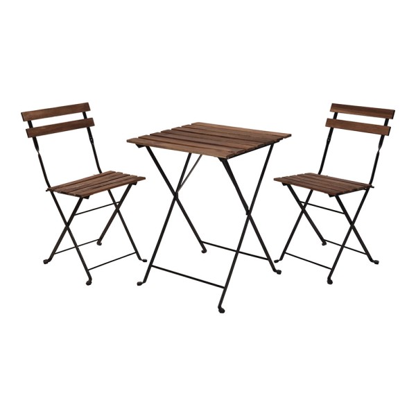 Kit jardim mesa e duas cadeiras de madeira acacia