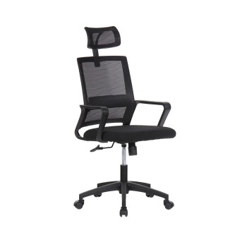 Cadeira de escritório ergonómica preta com as costas em malha de nylon edm