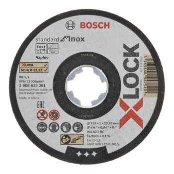 Lata com 10 discos de corte x-lock standard for inox (reto) medidas: ø115x1mm 2608619266 bosch