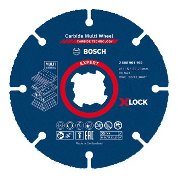 Disco de corte x-lock expert carbide multi wheel: ø115x22,23mm 2608901192 bosch