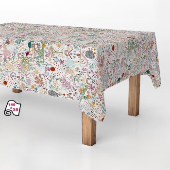 Rolo de toalha de mesa anti-nódoas desenhos nórdicos em cores 140cm x 25m exma