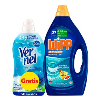 Pack detergente wipp gel limpo liso 37 + vernel 60 lavagens