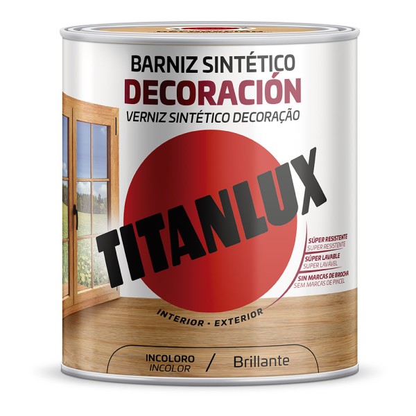 Verniz sintético decoração brilhante incolor 4l titanlux m10100004
