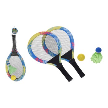 Kit de 2 raquetes com bolas de ténis e badmintong