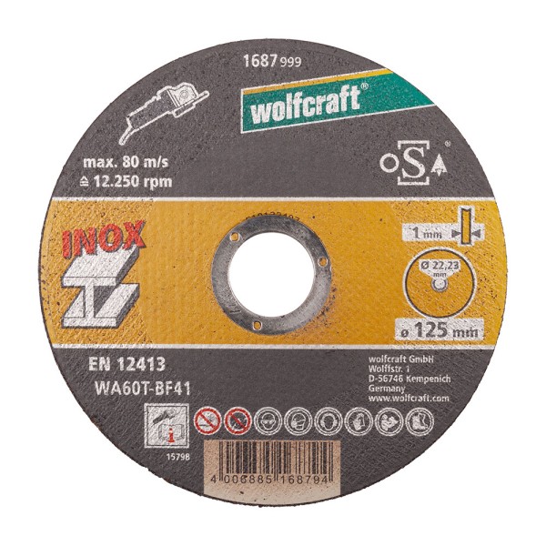 Discos de corte inox ø125x1,0x22,2mm em caixa 8463000 wolfcraft