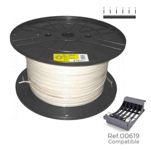 Rolo de cabo redondo 2x1mm branco 400m (bobine grande ø400x200mm)