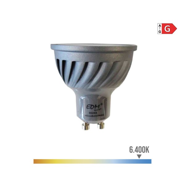 Lâmpada led dicroica regulável gu10 6w 480lm 6400k luz fria ø5x5,5cm edm