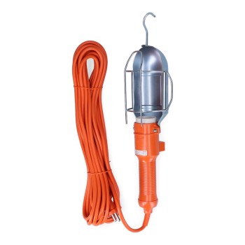 Lâmpada portátil com gancho e interruptor metálico. e-27 (cabo de 5m)